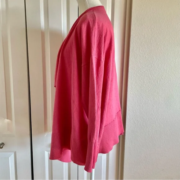 Terra & Sky Open Front Knit Ruffle Cardigan Women’s 0X (14W) Pink Casual Kimono - Picture 5 of 15